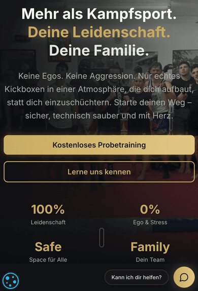 Royal Kickboxing lokale SEO-Landingpage auf dem Smartphone
